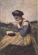 Liseuse dans la campagne (mk11) Jean Baptiste Camille  Corot